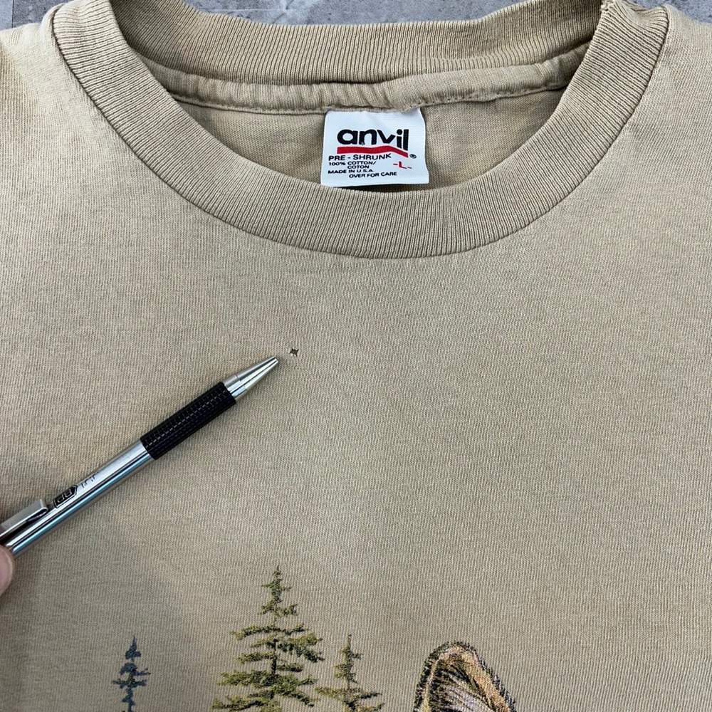 90s Vintage Wolf Graphic Tee Mens Large Double Sided Wrap AOP Nature Animals - Picture 9 of 13